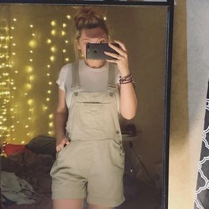 khaki overall shorts